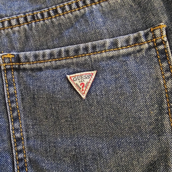 Guess Los Angeles High Waisted Embroidered Denim Jean Shorts Size 24 - Picture 7 of 8